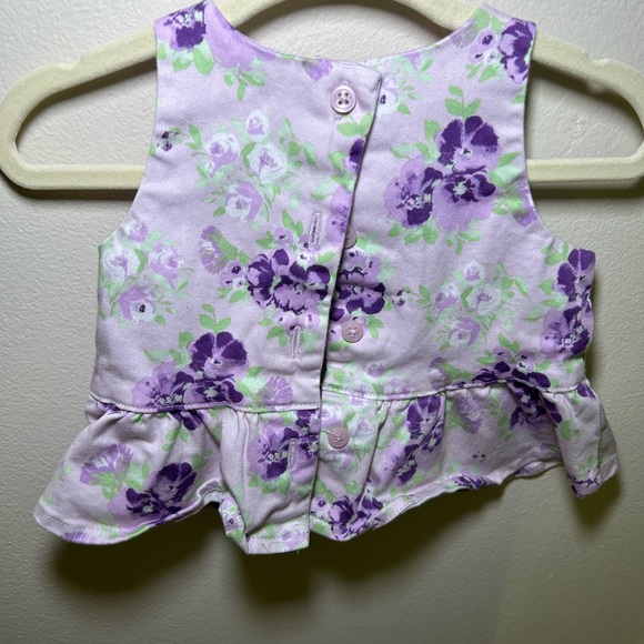 Janie and Jack Purple and Green Baby Girl Floral Peplum Top Size 6-12 Mo… - Picture 3 of 5